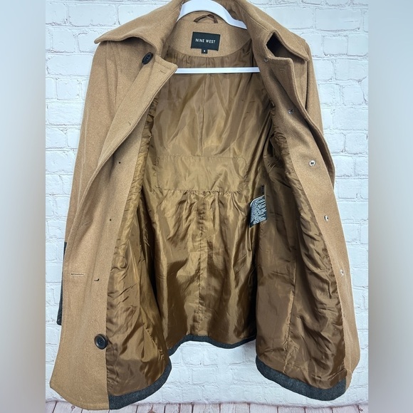 Nine West Colorblock Wool Blend Pea Coat  Heather Brown Gray, sz‎ 6, EUC - Picture 4 of 6